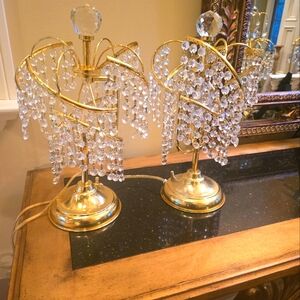 Pair of Vintage Turkish Lamps with Gold Plated Brass.
